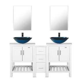 Eclife 60”  White Modern Stand Bathroom Vanity Combo W/Side Cabinet, W/Mirror