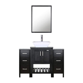 Eclife 48” Bathroom Vanity Sink Combo Black W/Side Cabinet, with Mirror