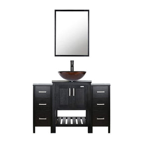 Eclife 48” Bathroom Vanity Sink Combo Black W/Side Cabinet, with Mirror