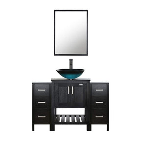 Eclife 48” Bathroom Vanity Sink Combo Black W/Side Cabinet, with Mirror