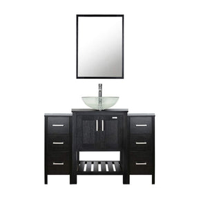 Eclife 48” Bathroom Vanity Sink Combo Black W/Side Cabinet, with Mirror