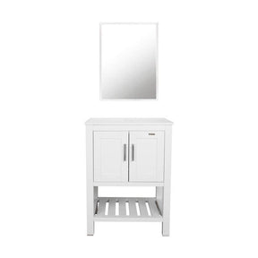 24” Bathroom Vanity Sink Combo White Cabinet Square Ceramic Vessel Sink