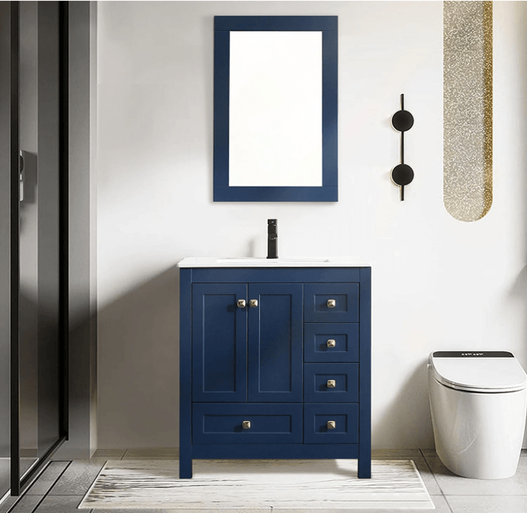 30'' Bathroom Vanities Cabinet with Sink Combo Set, Undermount Ceramic Sink with Thickened Wood