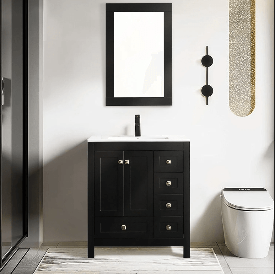 Modern 30" Freestanding Bathroom Vanity Combo with Single Undermount Sink & Mirror