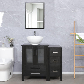 Eclife 36" Modern Pedestal Bathroom Vanity W/Side Cabinet Combo Set