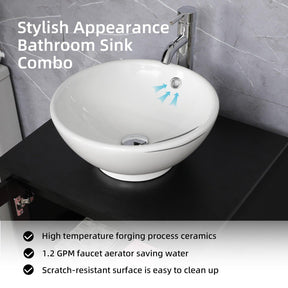 Eclife 36" Modern Pedestal Bathroom Vanity W/Side Cabinet Combo Set