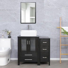 Eclife 36" Modern Pedestal Bathroom Vanity W/Side Cabinet Combo Set