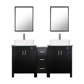 Eclife 60” Black Modern Double Sinks Bathroom Vanity Combo W/Side Cabinet, W/Mirror