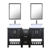 Eclife 60” Black Modern Stand Pedestal Bathroom Vanity Combo, W/Mirror