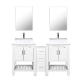 Eclife 60”  White Modern Stand Bathroom Vanity Combo W/Side Cabinet, W/Mirror