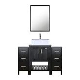 Eclife 48” Bathroom Vanity Sink Combo Black W/Side Cabinet, with Mirror