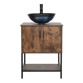 Eclife 24“ Wood Brown Double Door Bathroom Vanity