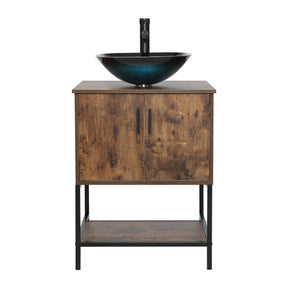 Eclife 24“ Wood Brown Double Door Bathroom Vanity
