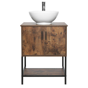 Eclife 24“ Wood Brown Double Door Bathroom Vanity
