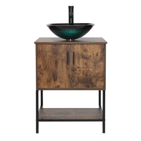 Eclife 24“ Wood Brown Double Door Bathroom Vanity