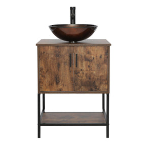 Eclife 24“ Wood Brown Double Door Bathroom Vanity