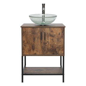 Eclife 24“ Wood Brown Double Door Bathroom Vanity