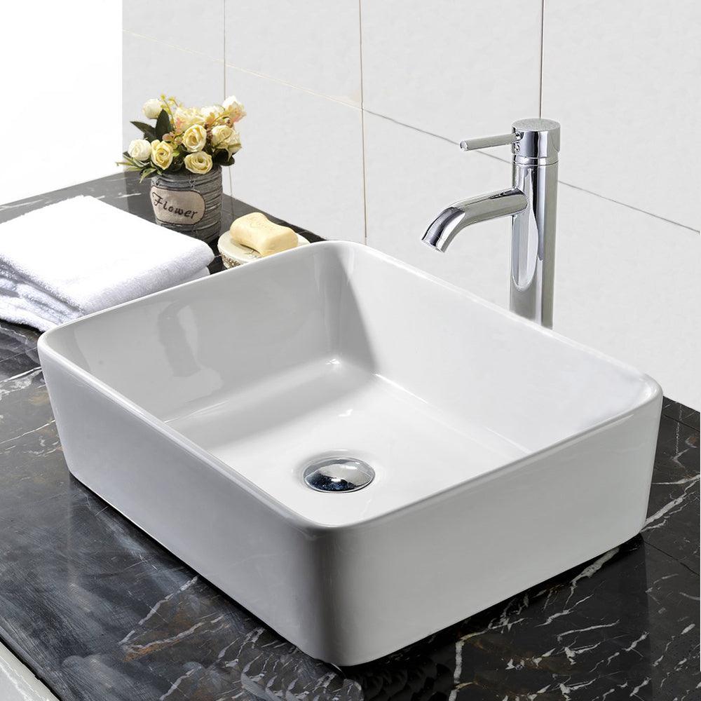 Eclife Rectangle Ceramic Bathroom Countertop Sink