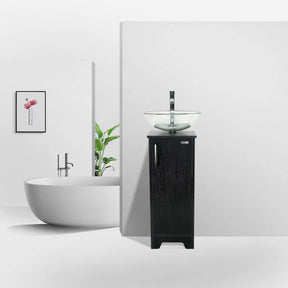 14" Bathroom Vanity and Sink Combo Black Small Vanity Sink & 1.5 GPM Water Save Faucet & Solid Brass Pop Up Drain